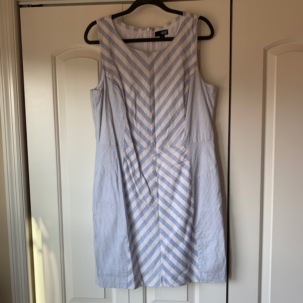 a.n.a Women’s Size XL Denim and White Strips Dress